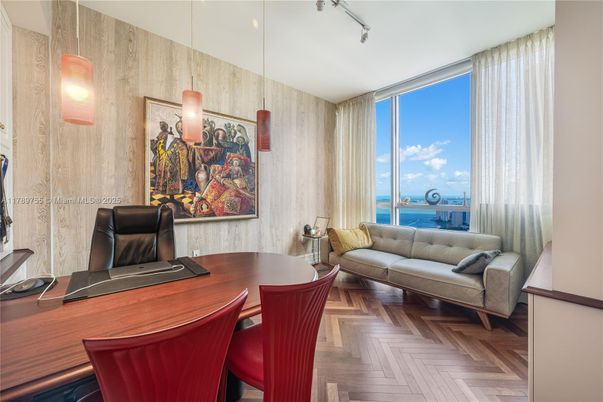 Home Office, Interior, Pendant Lights, Water, Wood Texture Flooring