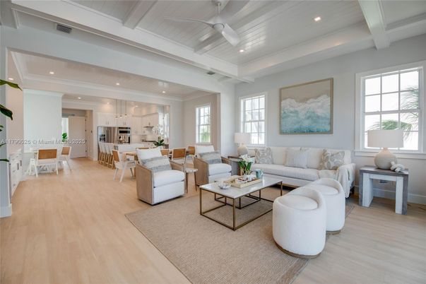 Dining room, Interior, Kitchen, Living room, Recessed Lighting, Wood Texture Flooring