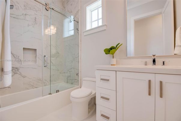 Bathroom, Glass Shower, Interior, Marble Walls