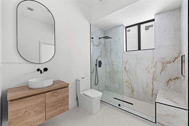 Bathroom, Glass Shower, Interior, Marble Walls