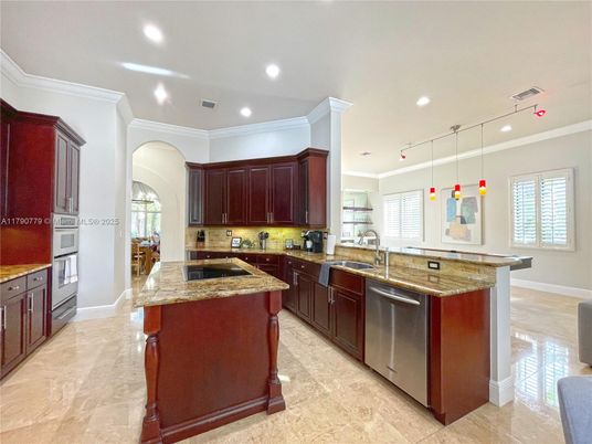 Interior, Kitchen, Pendant Lights, Recessed Lighting, Stainless Steel Appliances