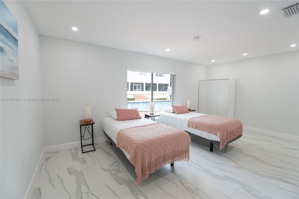 Bedroom, Interior, Marble, Recessed Lighting