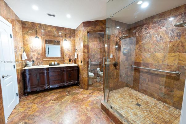 Bathroom, Glass Shower, Interior, Recessed Lighting