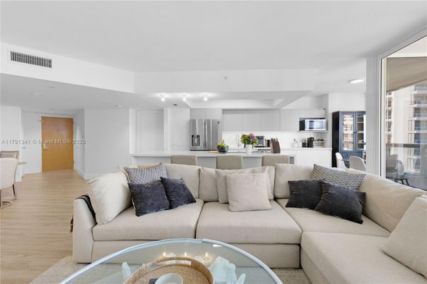 Interior, Kitchen, Living room, Recessed Lighting, Stainless Steel Appliances, Wood Texture Flooring