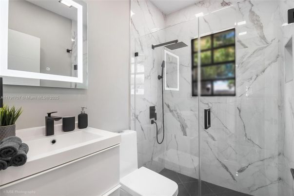 Bathroom, Glass Shower, Interior, Marble Walls