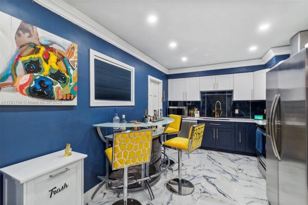 Interior, Kitchen, Marble, Recessed Lighting, Stainless Steel Appliances