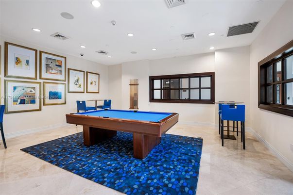 Billiard Table, Game Room, Interior, Recessed Lighting