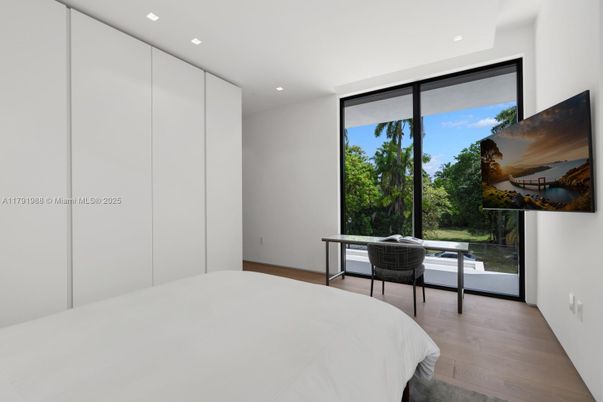 Bedroom, Home Office, Interior, Recessed Lighting, Wood Texture Flooring
