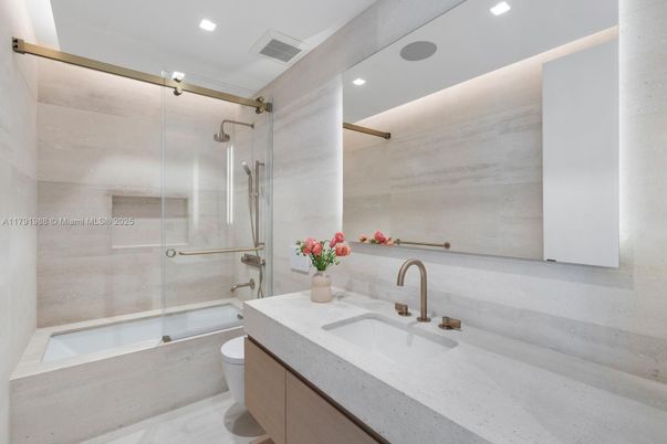 Bathroom, Glass Shower, Interior, Recessed Lighting