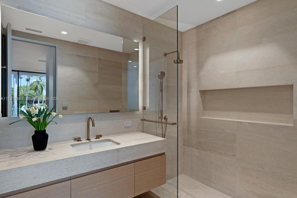 Bathroom, Glass Shower, Interior, Recessed Lighting