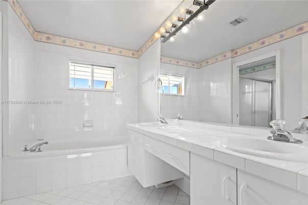 Bathroom, Dual Sink Vanities, Glass Shower, Interior, Tile Countertops
