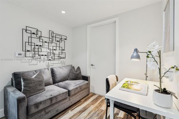 Home Office, Interior, Recessed Lighting, Wood Texture Flooring