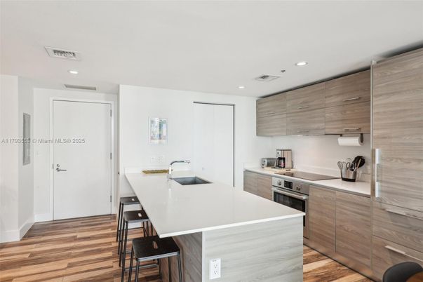 Interior, Kitchen, Recessed Lighting, Wood Texture Flooring