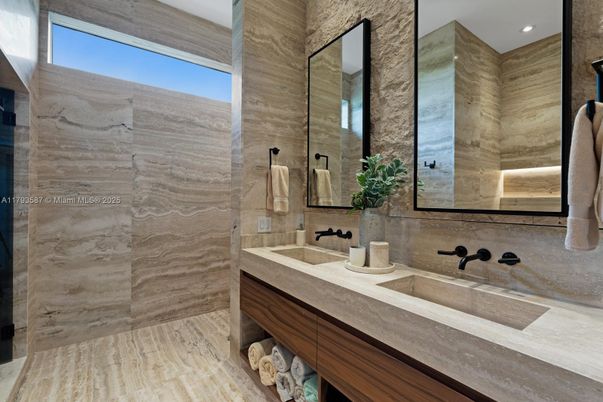 Bathroom, Interior, Recessed Lighting, Wood Texture Flooring