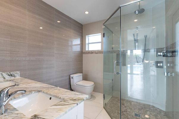 Bathroom, Glass Shower, Interior, Recessed Lighting