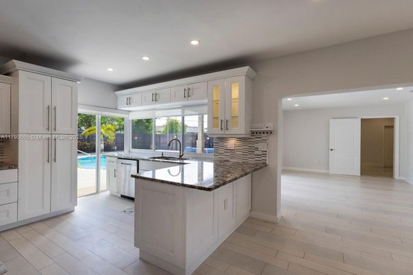 Interior, Kitchen, Recessed Lighting, Wood Texture Flooring