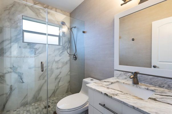 Bathroom, Glass Shower, Interior, Marble Walls