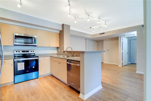 Interior, Kitchen, Stainless Steel Appliances, Wood Texture Flooring