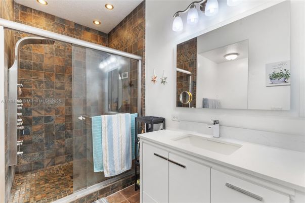 Bathroom, Glass Shower, Interior, Recessed Lighting