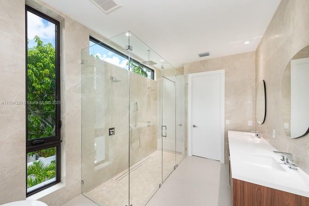 Bathroom, Dual Sink Vanities, Glass Shower, Interior, Recessed Lighting