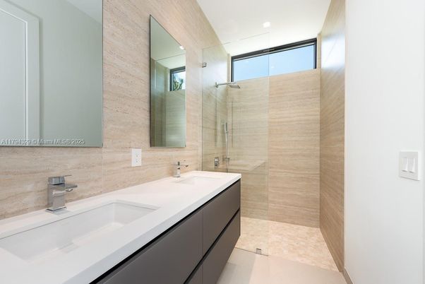 Bathroom, Dual Sink Vanities, Glass Shower, Interior, Recessed Lighting