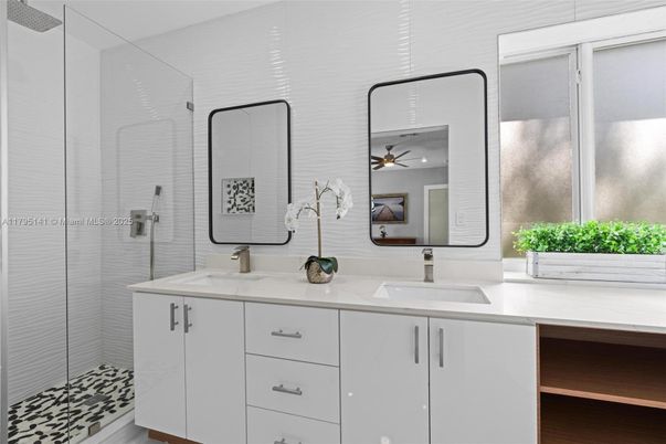 Bathroom, Dual Sink Vanities, Glass Shower, Interior