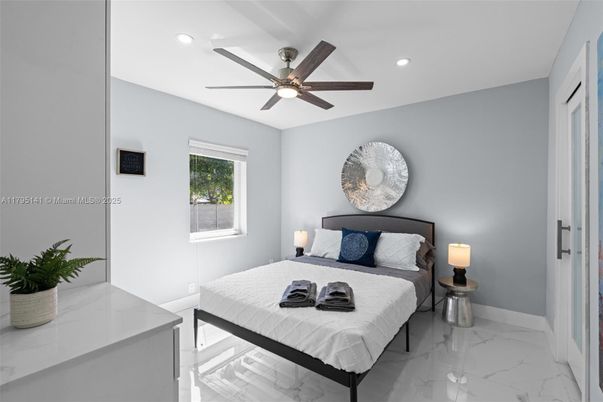 Bedroom, Interior, Marble, Recessed Lighting