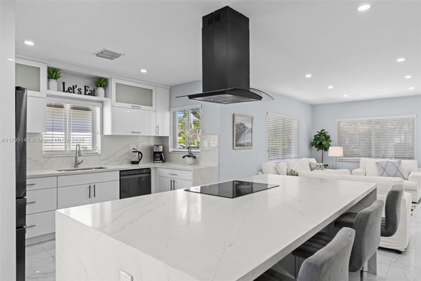 Interior, Kitchen, Marble, Recessed Lighting, Stainless Steel Appliances
