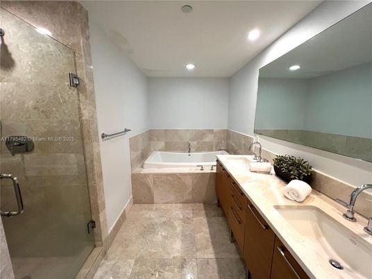 Bathroom, Dual Sink Vanities, Glass Shower, Interior, Recessed Lighting