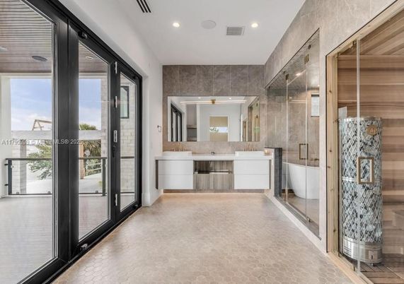Bathroom, Dual Sink Vanities, Glass Shower, Interior, Recessed Lighting