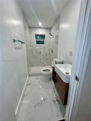 Bathroom, Glass Shower, Interior, Marble, Marble Walls, Recessed Lighting