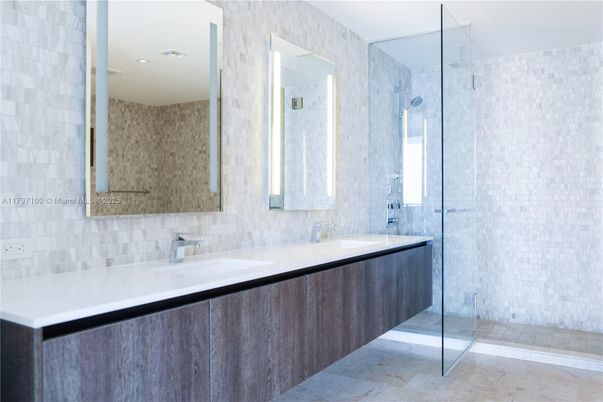 Bathroom, Dual Sink Vanities, Glass Shower, Interior, Recessed Lighting