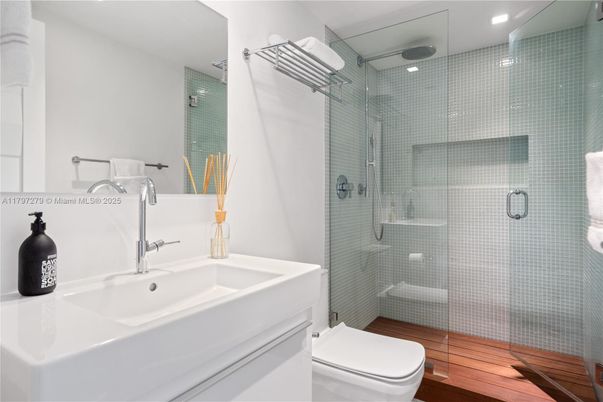 Bathroom, Glass Shower, Interior, Recessed Lighting