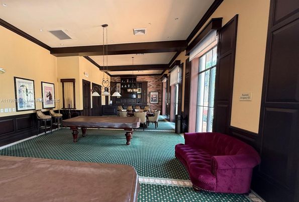 Billiard Table, Chandelier, Game Room, Interior, Pendant Lights, Recessed Lighting