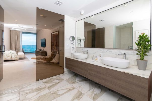 Bathroom, Dual Sink Vanities, Interior, Marble, Recessed Lighting, Water