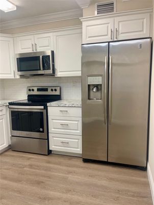 Interior, Kitchen, Stainless Steel Appliances, Wood Texture Flooring