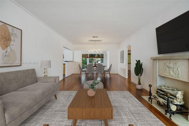 Dining room, Interior, Living room, Pendant Lights, Wood Texture Flooring