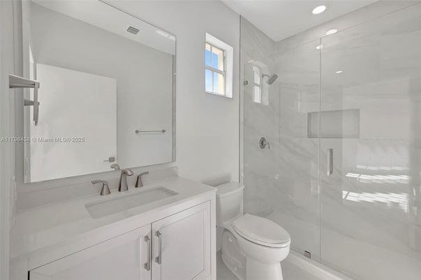 Bathroom, Glass Shower, Interior, Recessed Lighting