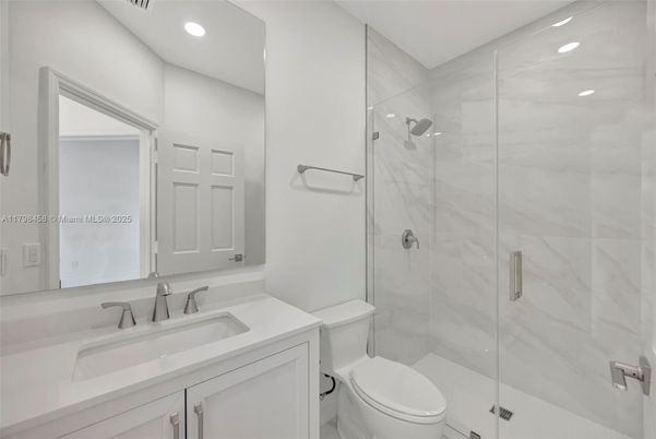 Bathroom, Glass Shower, Interior, Recessed Lighting