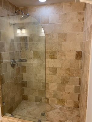 Bathroom, Glass Shower, Interior, Stone Walls