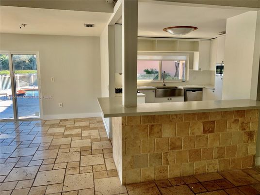 Interior, Kitchen, Recessed Lighting, Stone Walls