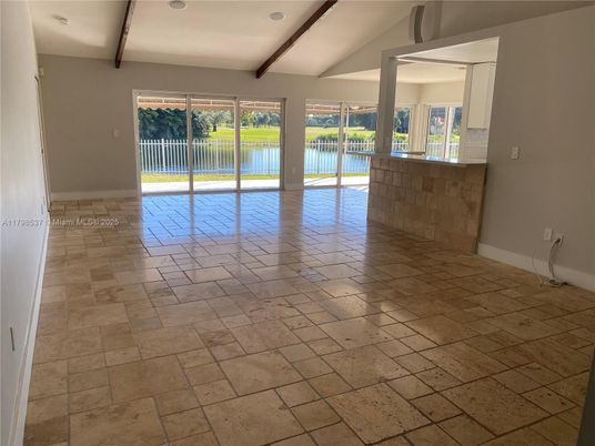 Empty room, Interior, Water, Wooden Beams