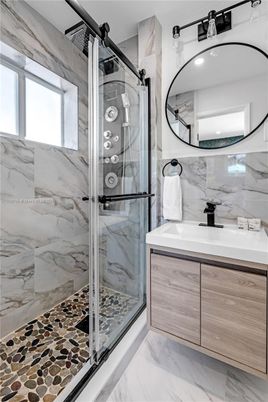 Bathroom, Glass Shower, Interior, Marble, Marble Walls