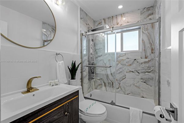 Bathroom, Glass Shower, Interior, Marble Walls, Recessed Lighting
