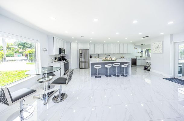 Interior, Kitchen, Marble, Recessed Lighting, Stainless Steel Appliances