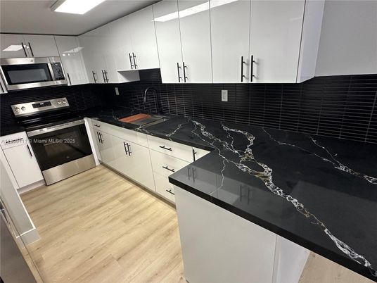 Interior, Kitchen, Stainless Steel Appliances, Wood Texture Flooring