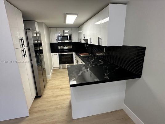 Interior, Kitchen, Stainless Steel Appliances, Wood Texture Flooring