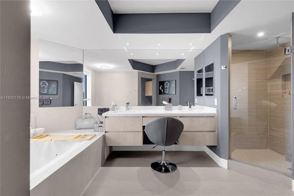 Bathroom, Dual Sink Vanities, Glass Shower, Interior, Recessed Lighting