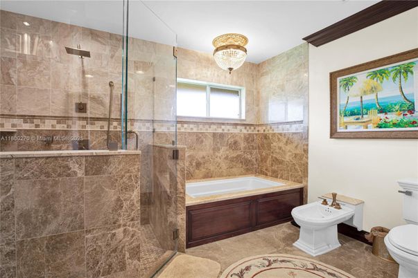 Bathroom, Chandelier, Glass Shower, Interior