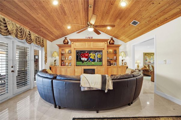 Interior, Living room, Recessed Lighting, Wooden Ceilings